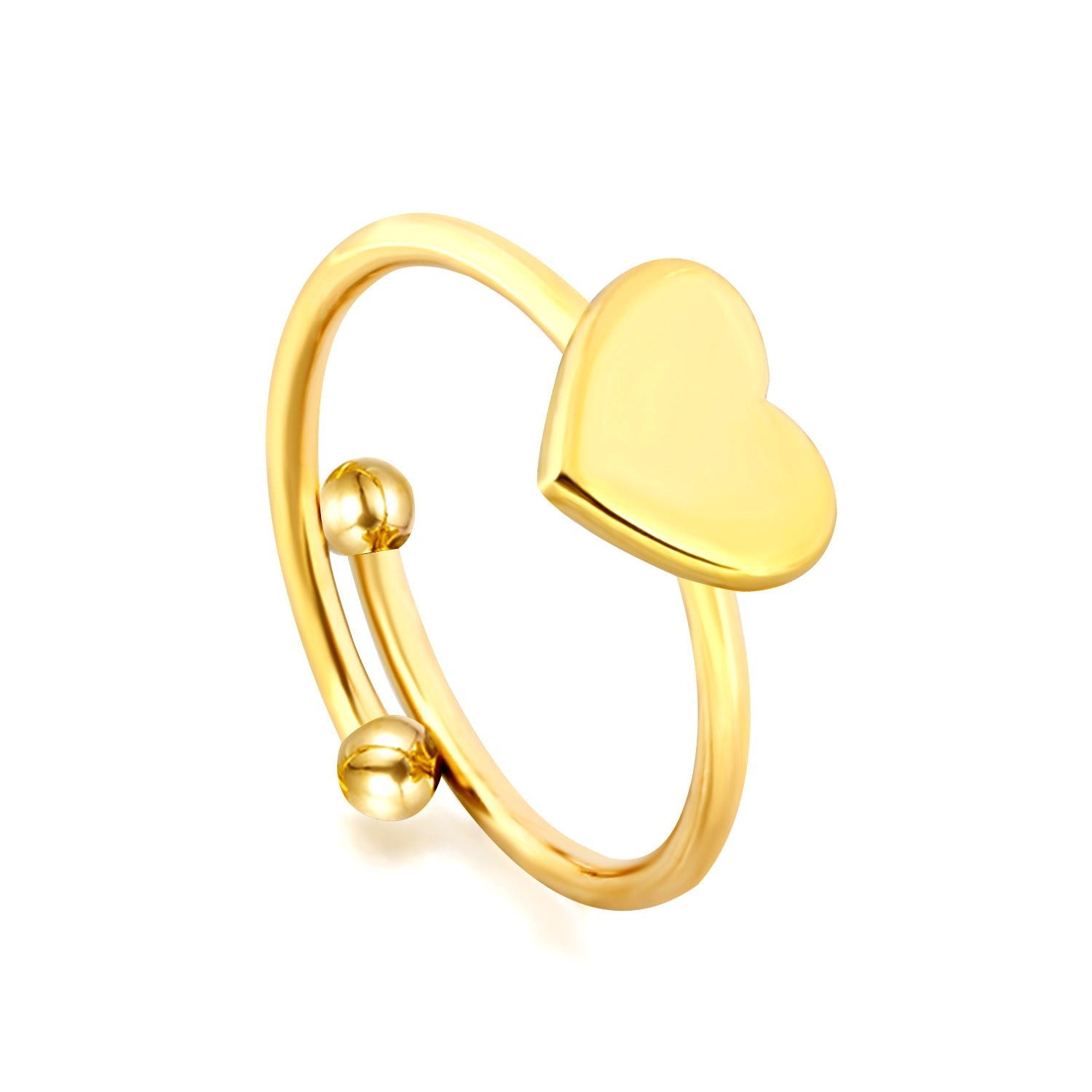 Heart shaped ring with an open cylindrical end asonjewelry